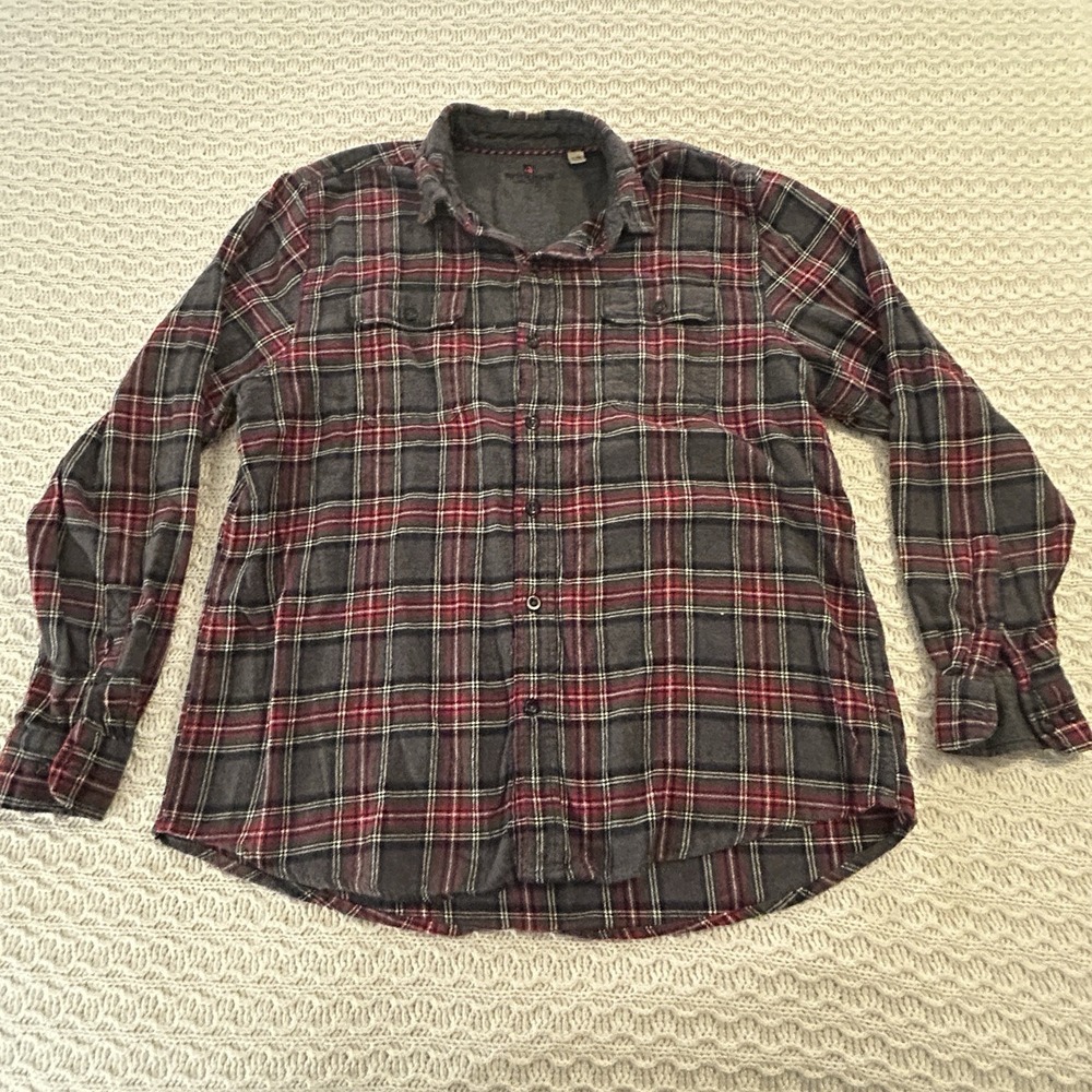 Woolrich Men's XL Lumberjack Plaid Flannel Red Gray Long Sleeve